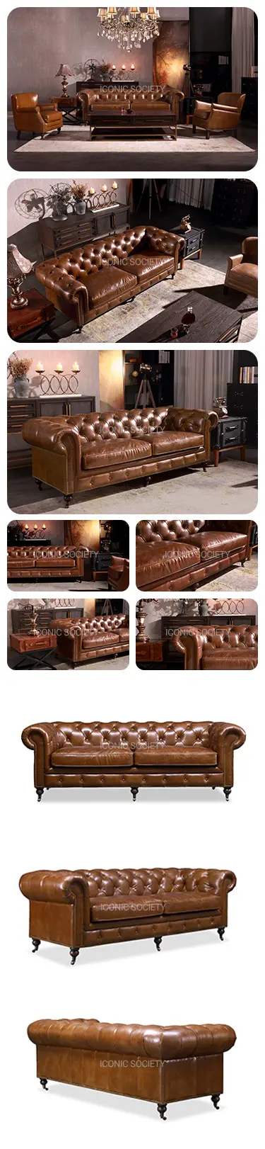 Chesterfield Leather Sofa-Antique Dark Brown-EARL STANHOPE-Iconic Society