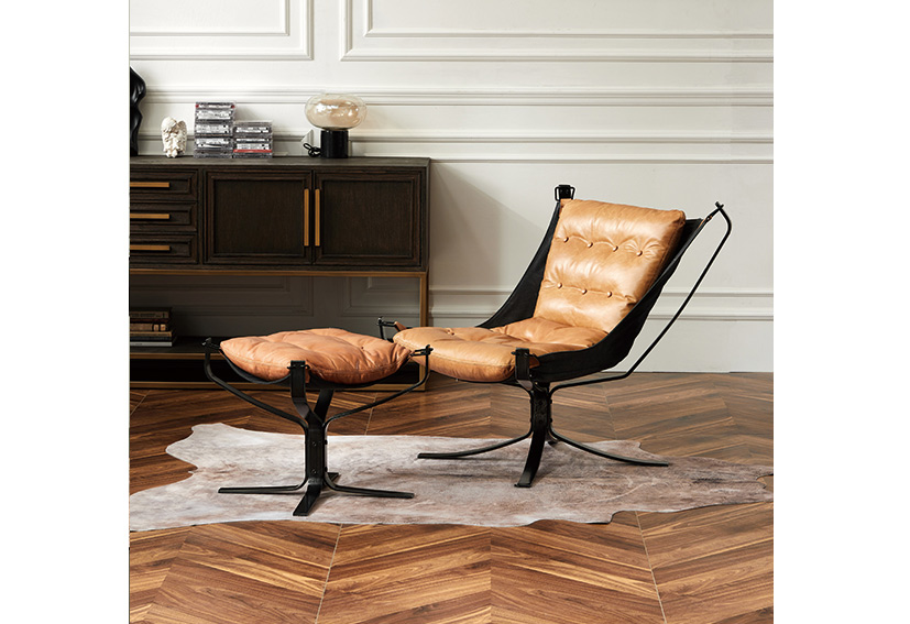 TopGrain Leather lounge chair indoorCognac Iconic Society Furniture